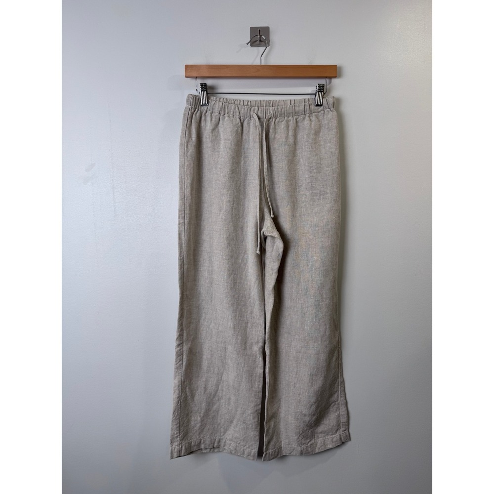 Reformation Women Olina Beige Linen Wide Leg Drawstring Pants Small Petite SP